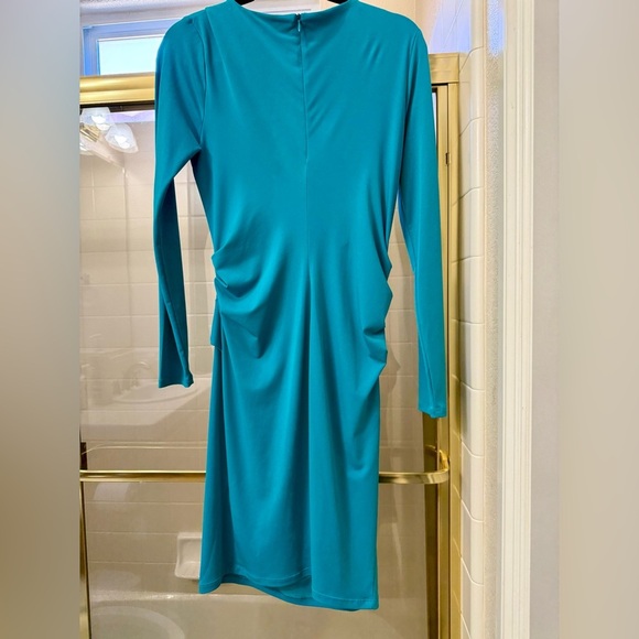 NWT Michael Kors Blue Ruched Wrap Dress Long Sleeve - Picture 4 of 4